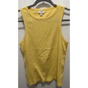 J.CREW Tank Top Large High Neck Ribbed Yellow Sleeveless Staple‎ Tank